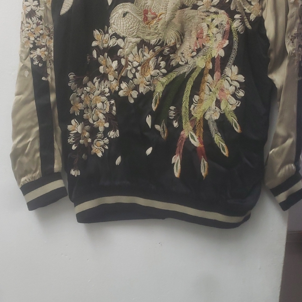 Embroidered Black and Gold Bomber Jacket - Picture 7 of 12